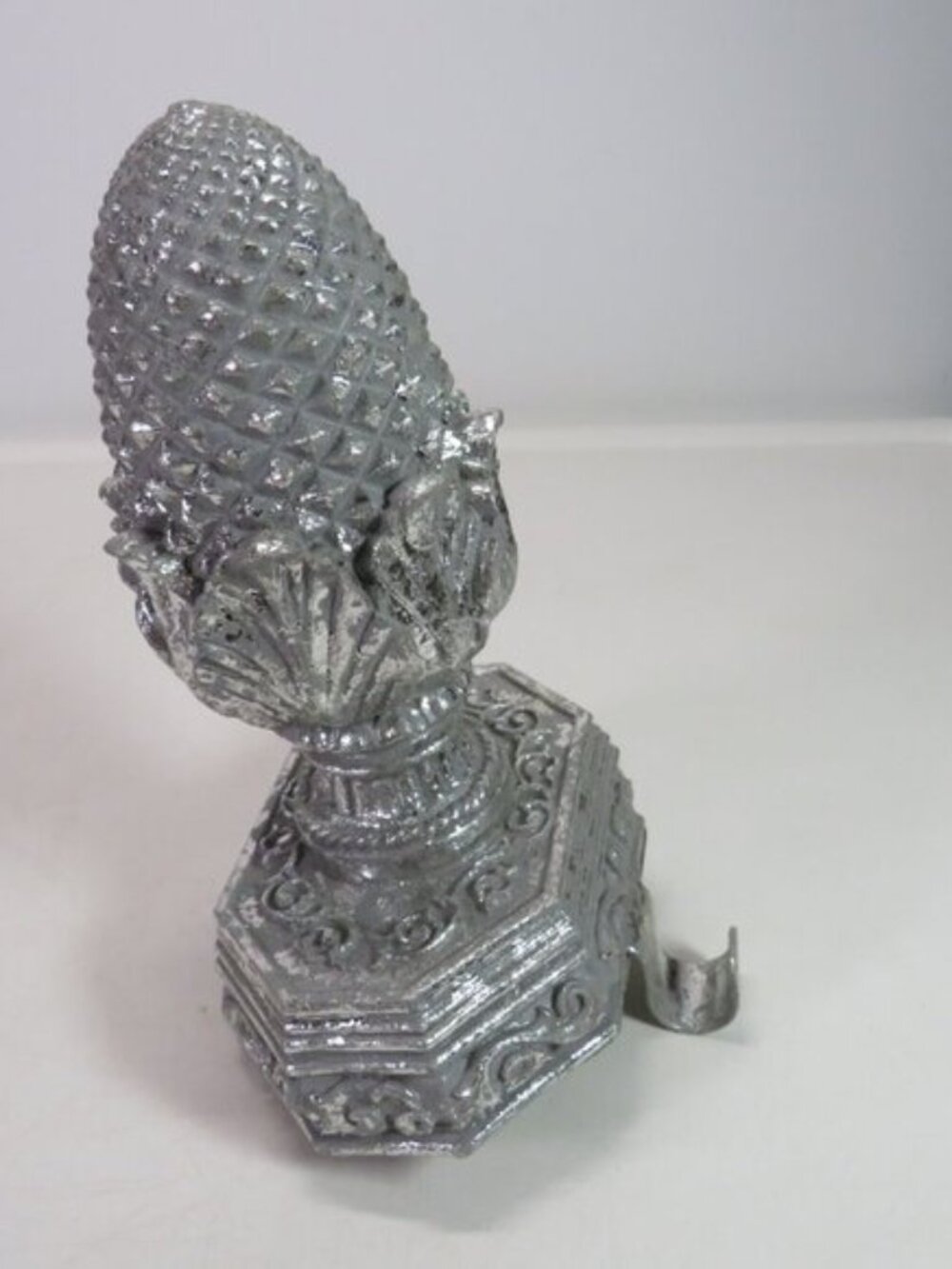 Silver Foiled Pineapple Stocking Holder Mantle Shelf Sitter Decorative Hook